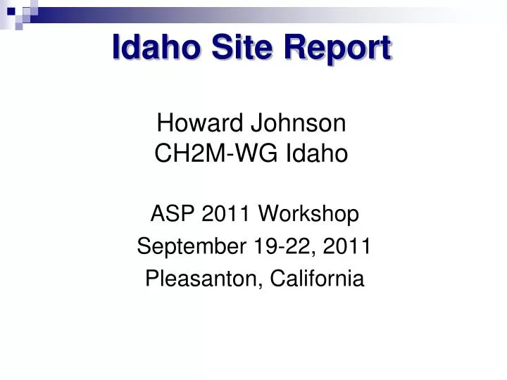 idaho site report howard johnson ch2m wg idaho