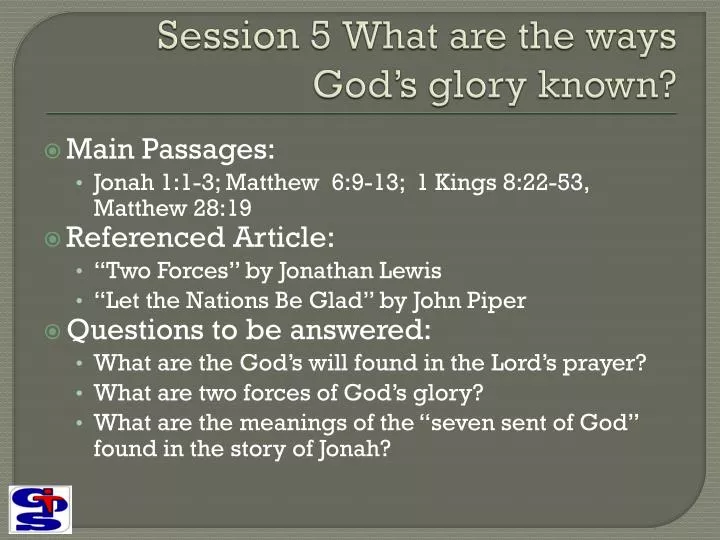 session 5 what are the ways god s glory known