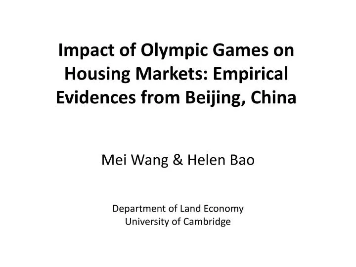 impact of olympic games on housing markets empirical evidences from beijing china
