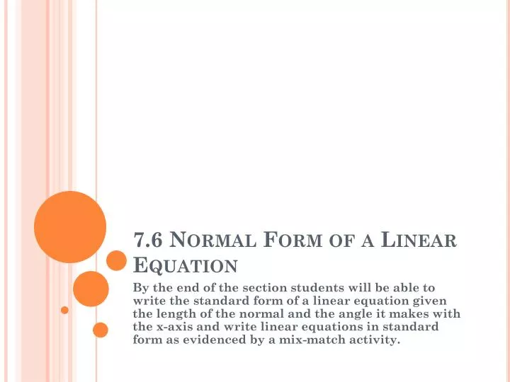 7 6 normal form of a linear equation