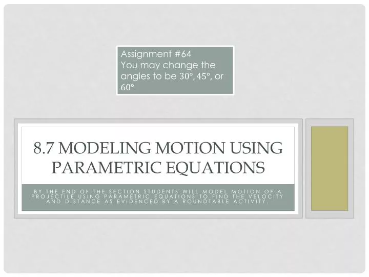 8 7 modeling motion using parametric equations