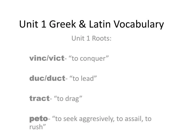 unit 1 greek latin vocabulary