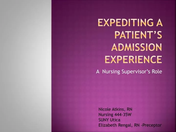 expediting a patient s admission experience