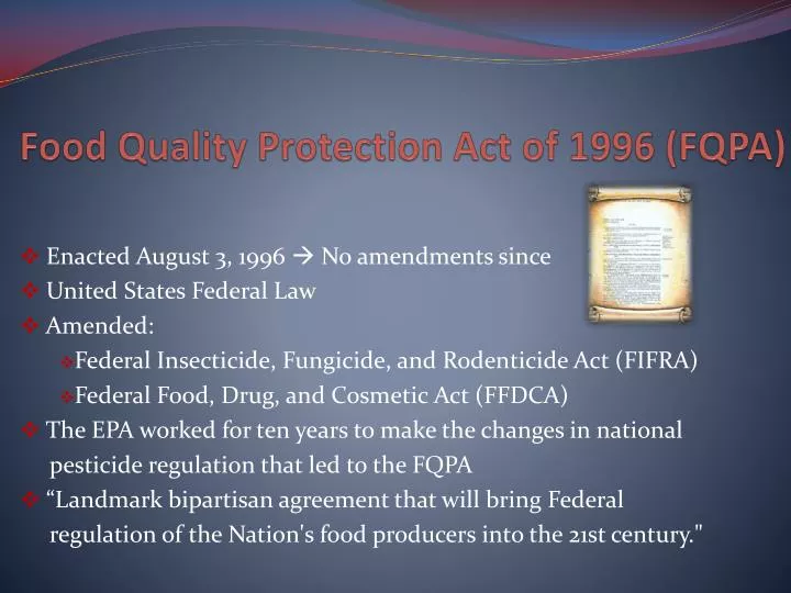 food quality protection act of 1996 fqpa