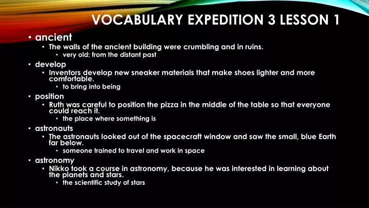 vocabulary expedition 3 lesson 1