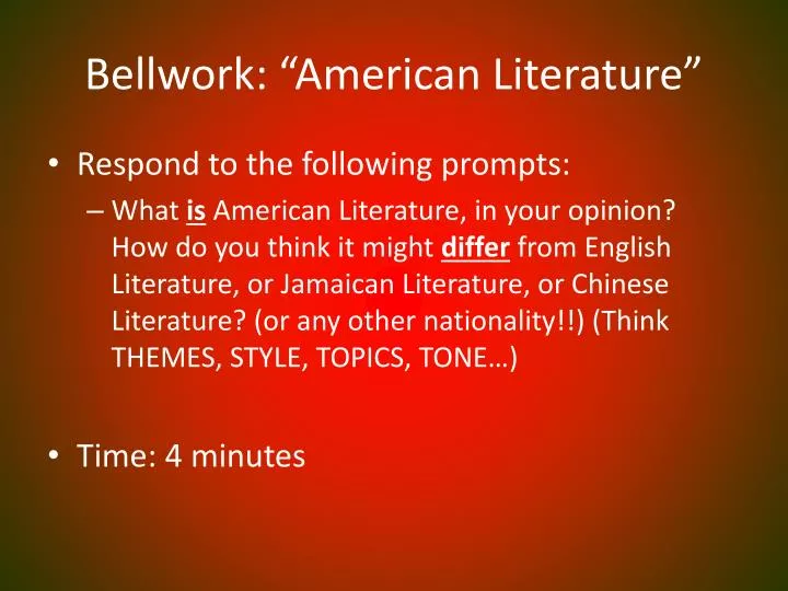 bellwork american literature