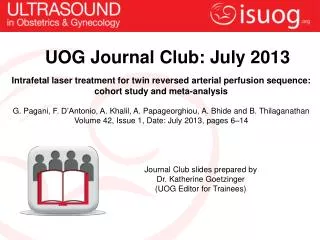 UOG Journal Club: July 2013