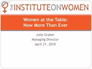 Women at the Table: Now More Than Ever