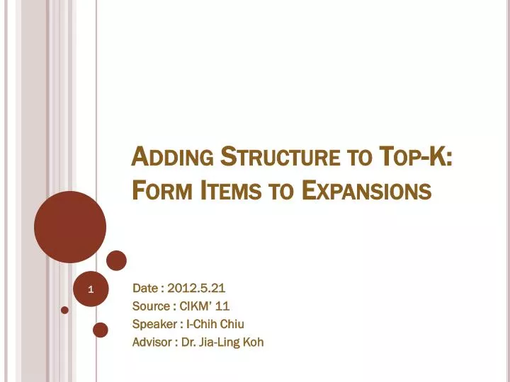 adding structure to top k form items to expansions