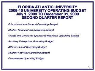 Educational and General Operating Budget Student Financial Aid Operating Budget