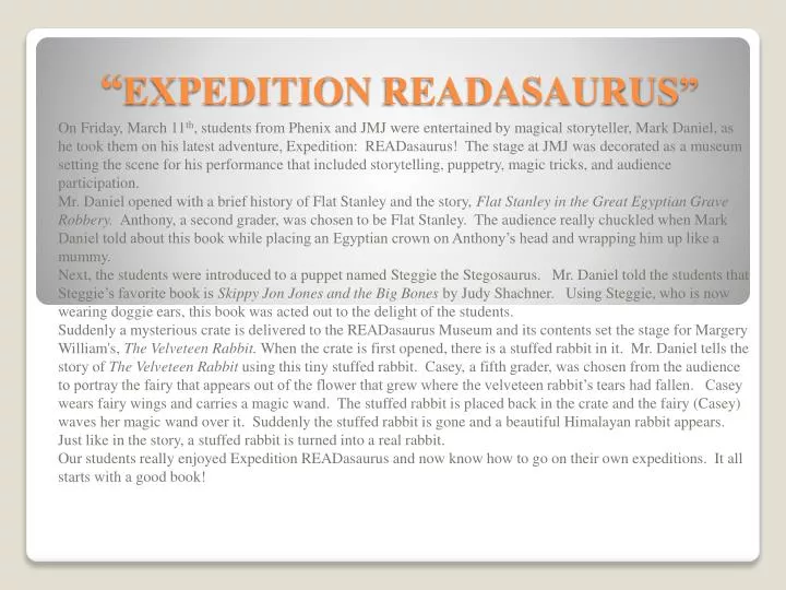 expedition readasaurus