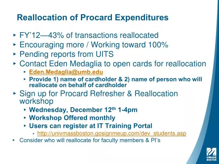 reallocation of procard expenditures