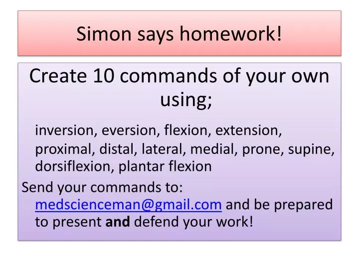 simon says homework
