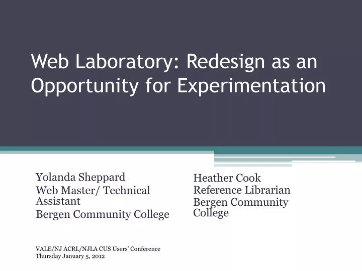 web laboratory redesign as an opportunity for experimentation
