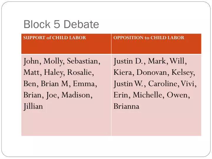 block 5 debate