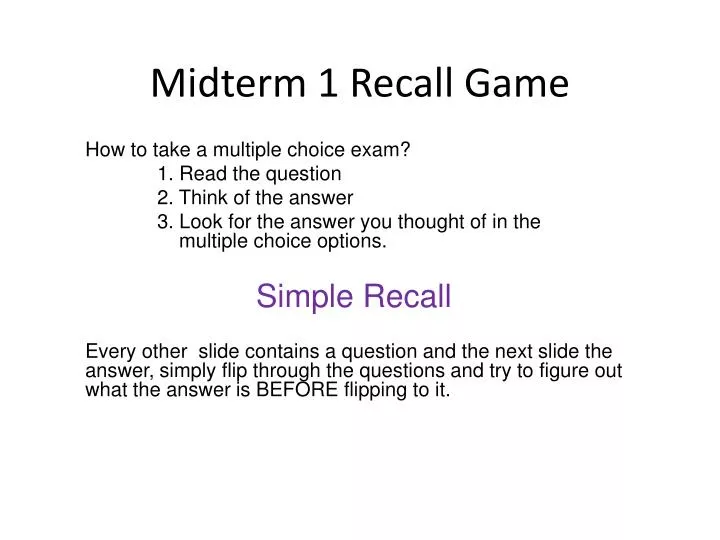 midterm 1 recall game