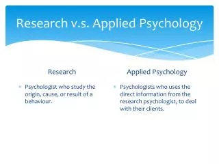 Research v.s. Applied Psychology