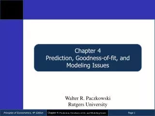 Chapter 4 Prediction, Goodness-of-fit, and Modeling Issues