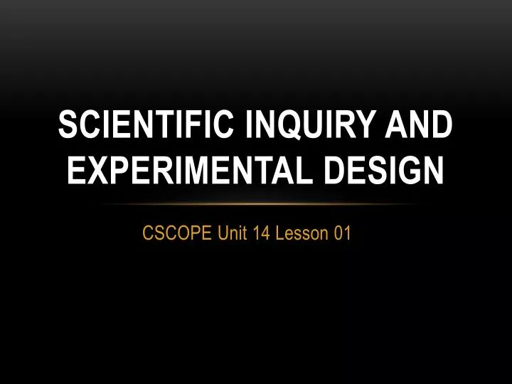 scientific inquiry and experimental design