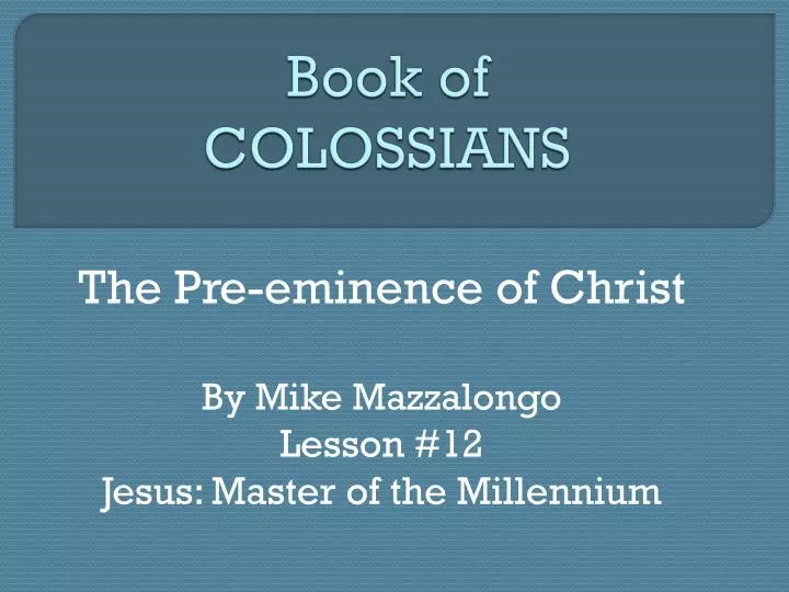 book of colossians
