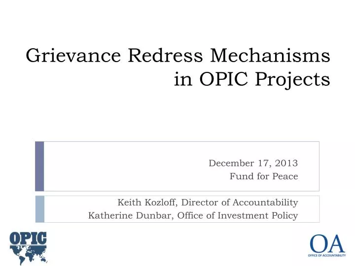 grievance redress mechanisms in opic projects