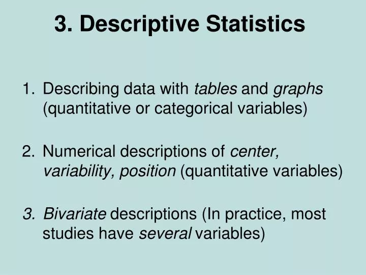 3 descriptive statistics