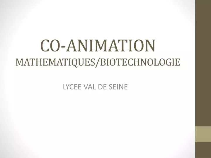 co animation mathematiques biotechnologie