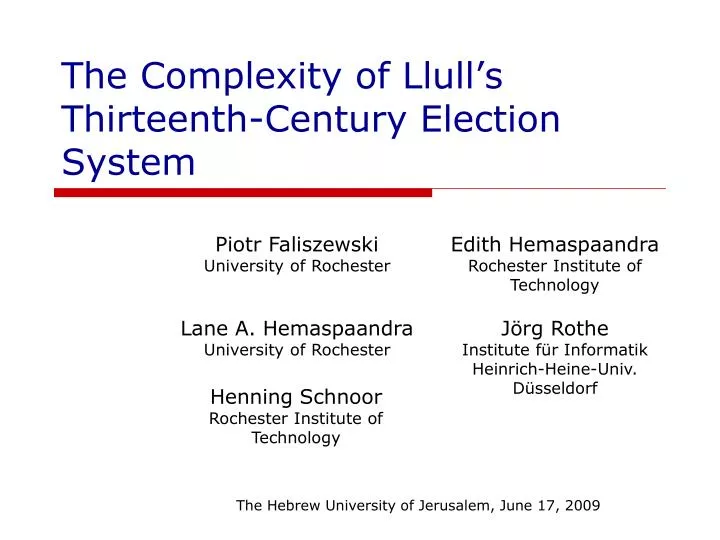 the complexity of llull s thirteenth century election system