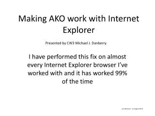 Making AKO work with Internet Explorer