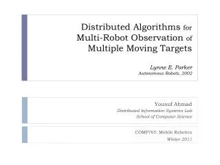 Yousuf Ahmad Distributed Information Systems Lab School of Computer Science