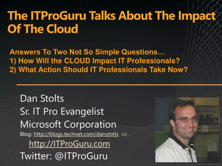 the itproguru talks about the impact of the cloud