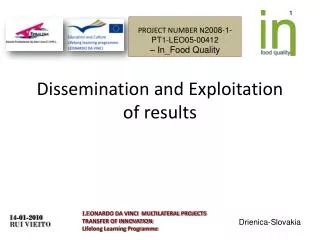 Dissemination and Exploitation of results