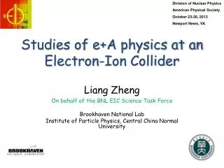 Studies of e+A physics at an Electron-Ion Collider