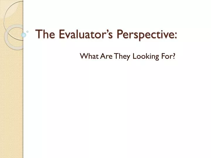 the evaluator s perspective
