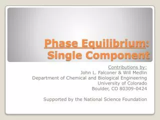 Phase Equilibrium : Single Component