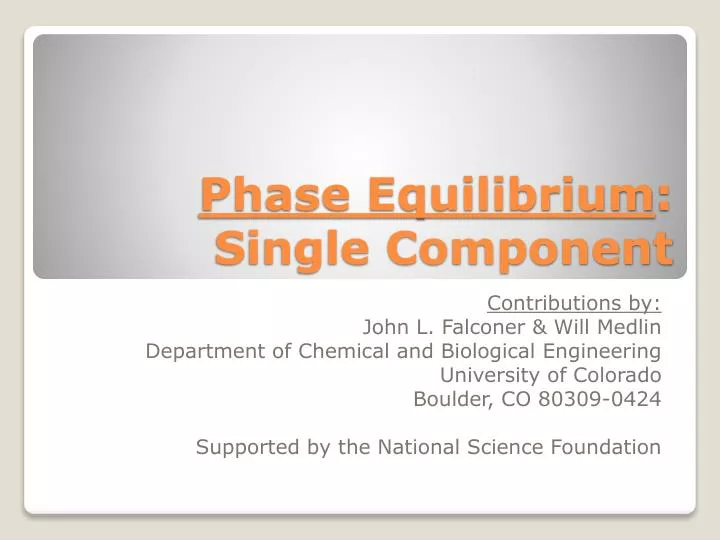 phase equilibrium single component