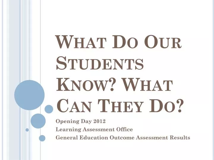 what do our students know what can they do