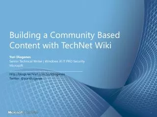 Building a Community Based Content with TechNet Wiki