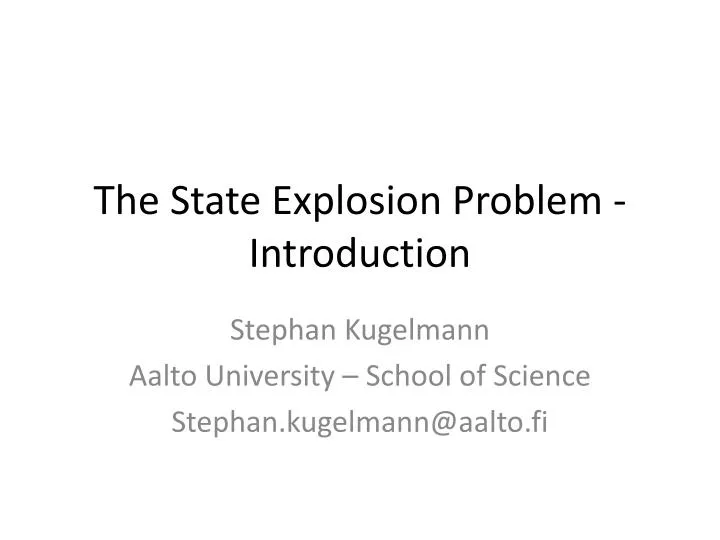 the state explosion problem introduction