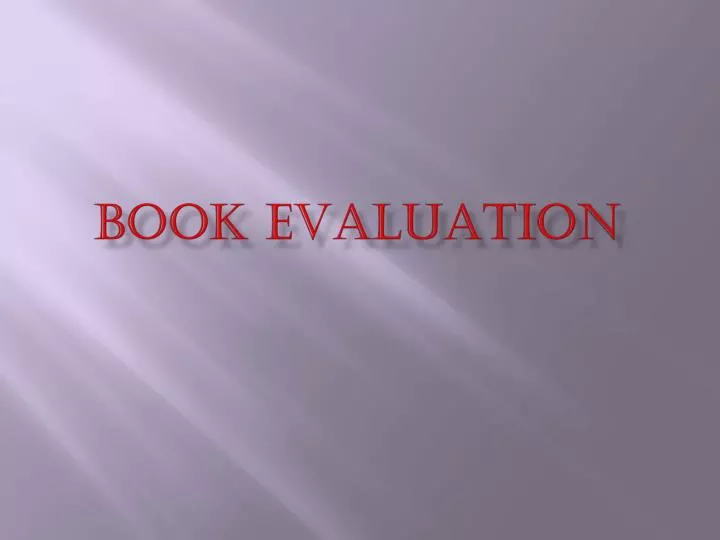 book evaluation