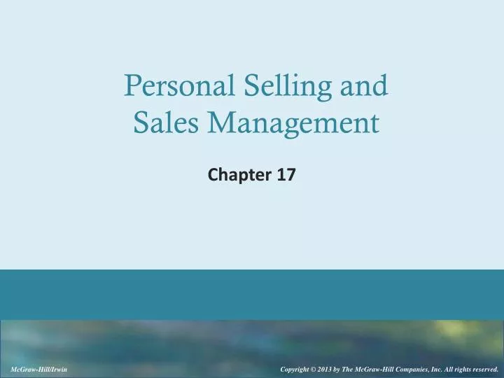 personal selling and sales management