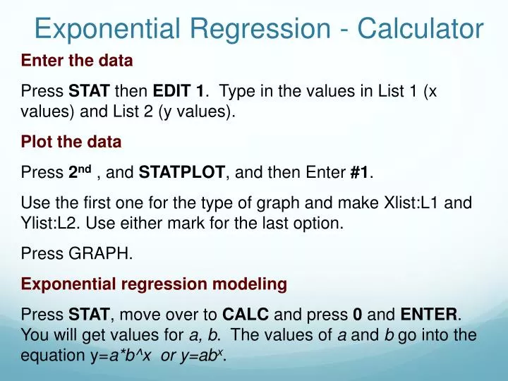 exponential regression calculator