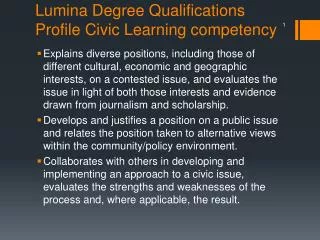 Lumina Degree Qualifications Profile Civic Learning competency