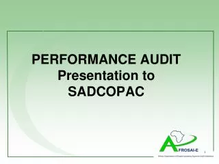 PERFORMANCE AUDIT Presentation to SADCOPAC