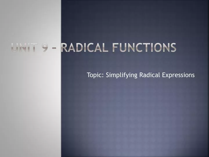 unit 9 radical functions