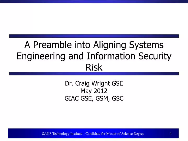 a preamble into aligning systems engineering and information security risk
