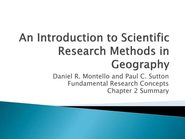 an introduction to scientific research methods in geography