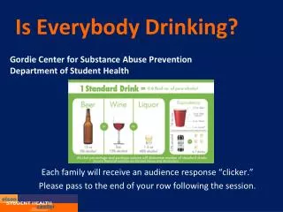Is Everybody Drinking? Gordie Center for Substance Abuse Prevention Department of Student Health