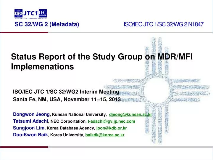 status report of the study group on mdr mfi implemenations