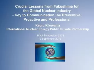Kaoru Kikuyama International Nuclear Energy Public Private Partnership